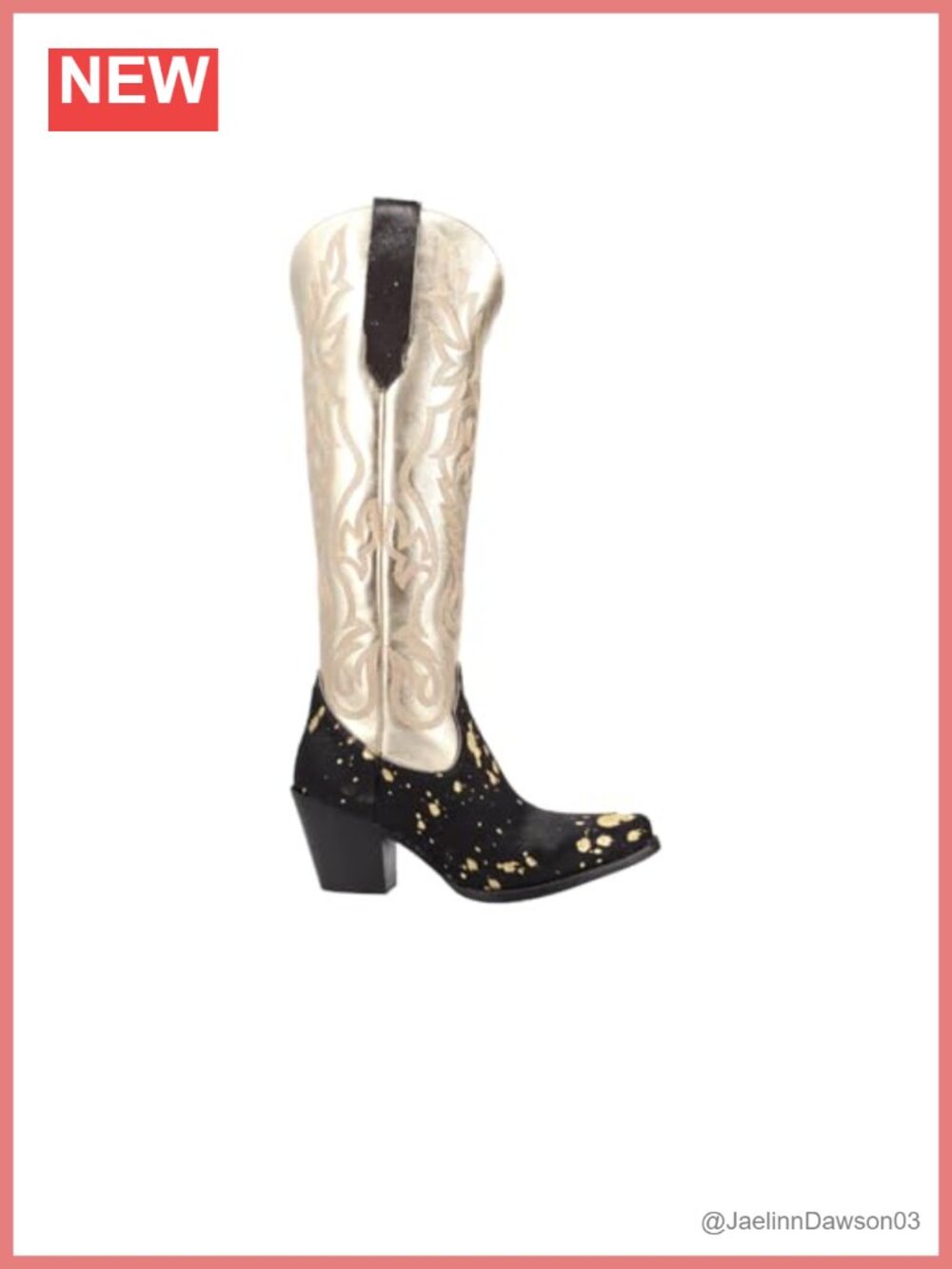 Dingo Calf Hair Leather Snip Toe Over the Knee Western Boots Mid Heel